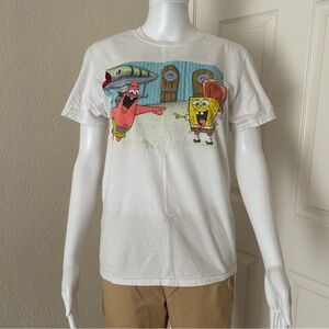 Nickelodeon SpongeBob SquarePants T-Shirt Large White Cartoon Graphic Print